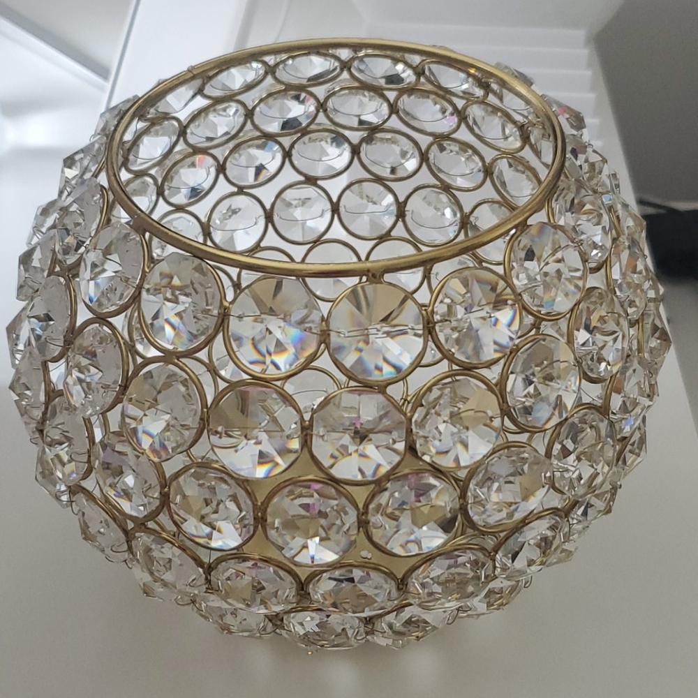NWT Godinger Glam Ball Crystal Tealite Holder